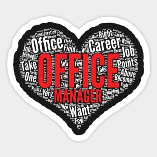 Office manager Heart Shape Word Cloud Design product Sticker